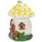 7.25" Solar Lighted Flower House Outdoor Garden Statue